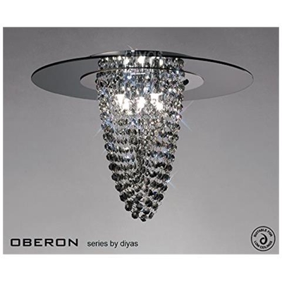 Inspired Diyas - Oberon - Plafoniera A Filo 5 Luci Cromo Lucido, Specchio Fumé, Cristallo Fumé