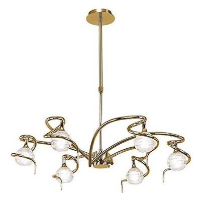Inspired Mantra - Dali Pb - Sospensione Telescopica A Soffitto Semi-filo Convertibile A 6 Luci G9, Ottone Lucido