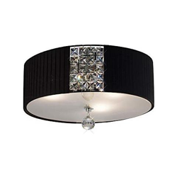 Inspired Diyas - Evelyn - Tondo A Filo Soffitto Con Paralume Nero A 3 Luci Cromo Lucido, Cristallo en oferta