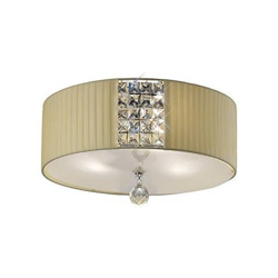 Inspired Diyas - Evelyn - Tondo A Filo Soffitto Con Paralume Crema 3 Cromo Lucido Chiaro, Cristallo características