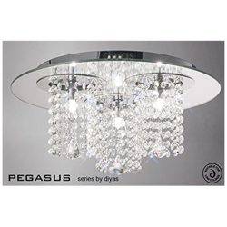 Inspired Diyas - Pegasus - Filo Soffitto 3 Luci Cromo Lucido, Specchio, Cristallo precio
