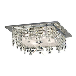 Inspired Diyas - Esta - Quadrato A Filo Soffitto A 4 Luci Cromo Lucido, Vetro, Cristallo en oferta
