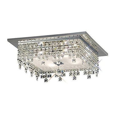 Inspired Diyas - Esta - Quadrato A Filo Soffitto A 4 Luci Cromo Lucido, Vetro, Cristallo