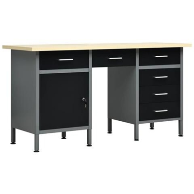 Banco Da Lavoro Nero 160x60x85 Cm In Acciaio