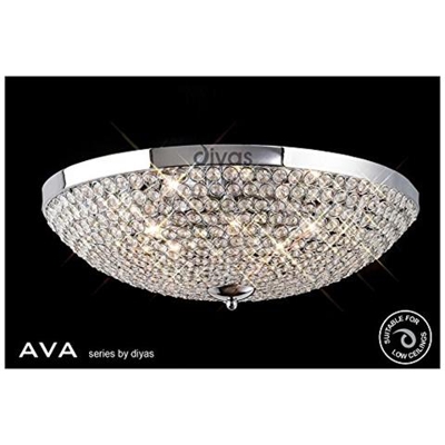 Inspired Diyas - Ava - Plafoniera A Filo 6 Luci Cromo Lucido, Cristallo.