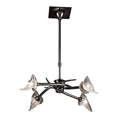 Inspired Mantra - Flavia - Sospensione Telescopica A Soffitto Semi-filo Convertibile Rotonda 4 Luci G9, Nero Cromato