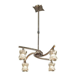 Inspired Mantra - Rosa - Sospensione Telescopica A Soffitto Semi-filo Convertibile A 4 Luci G9, Ottone Antico en oferta