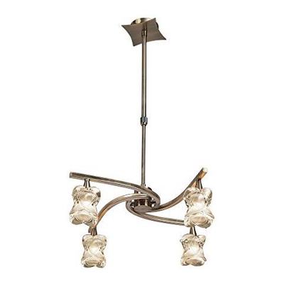 Inspired Mantra - Rosa - Sospensione Telescopica A Soffitto Semi-filo Convertibile A 4 Luci G9, Ottone Antico
