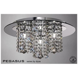 Inspired Diyas - Pegasus - Plafoniera A Filo 3 Luci Cromo Lucido, Specchio Fumé, Cristallo Fumé en oferta