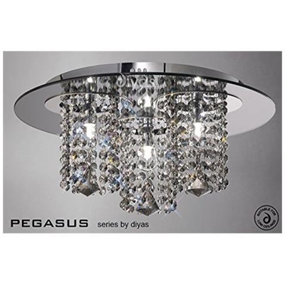 Inspired Diyas - Pegasus - Plafoniera A Filo 3 Luci Cromo Lucido, Specchio Fumé, Cristallo Fumé