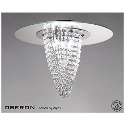 Inspired Diyas - Oberon - Filo Soffitto 5 Luci Cromo Lucido, Specchio, Cristallo