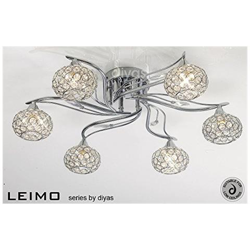 Inspired Diyas - Leimo - Plafoniera A Filo 6 Luci Cromo Lucido, Cristallo en oferta