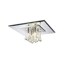 Inspired Diyas - Starda - Filo Plafoniera Quadrata 5 Luci G9 Cromo Lucido, Cristallo en oferta