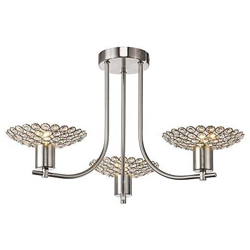 Inspired Diyas - Ellen - Soffitto Semi Filo 3 Luci Nichel Satinato, Cristallo características