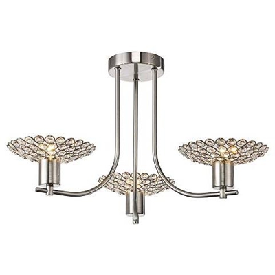 Inspired Diyas - Ellen - Soffitto Semi Filo 3 Luci Nichel Satinato, Cristallo