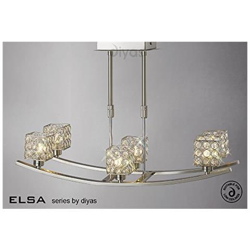 Inspired Diyas - Elsa - Sospensione Telescopica Semi Filo A Soffitto 6 Luci Nichel Satinato, Cristallo precio