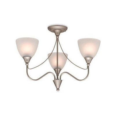 Firstlight Santana - Plafoniera Multibraccio A Filo 3 Luci Acciaio Satinato, Vetro Opalino, Attacco E14
