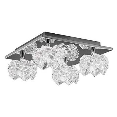 Inspired Mantra - Artic - Filo Soffitto 4 Luci G9 Quadrato, Cromo Lucido
