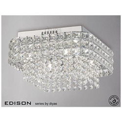 Inspired Diyas - Edison - Quadrato A Filo Soffitto A 4 Luci Cromo Lucido, Cristallo características