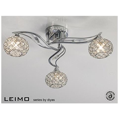 Inspired Diyas - Leimo - Filo Soffitto 3 Luci Cromo Lucido, Cristallo