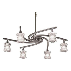 Inspired Mantra - Rosa - Sospensione Telescopica A Soffitto Semi-filo Convertibile A 6 Luci G9, Nichel Satinato en oferta
