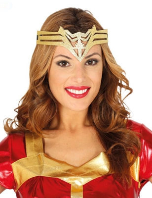 Cerchietto super eroina dorato per donna