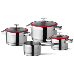 Set Di Pentole Da Cucina 4 Pz Argento E Rosso en oferta