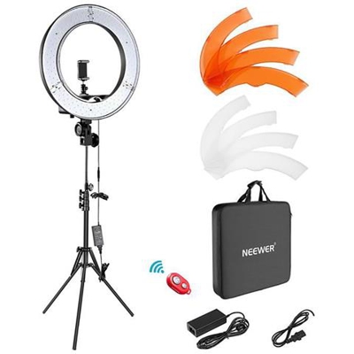 Kit Di Illuminazione Per Foto Video Per Fotocamera 18 Pollici Per Esterni 55w 5500k Anello Luminoso A Led Regolabile