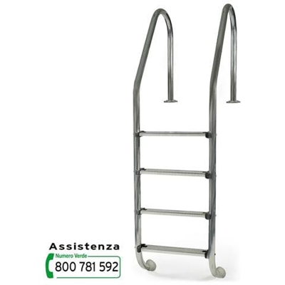 Scala Piscina Standar, 4 Fgradini, Acciaio Inox