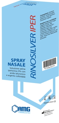 RINOSILVER SOLUZIONE SALINA IPERTONICA 3% CON ACIDO IALURONICO E ARGENTO COLLOIDALE SPRAY NASALE 20 ML
