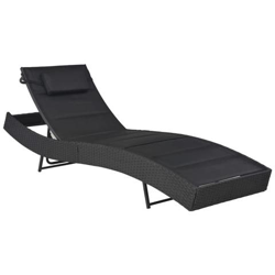 Lettino Prendisole In Polyrattan E Textilene Nero precio