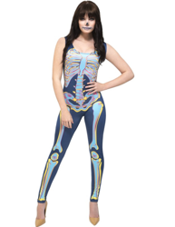 Costume tuta da scheletro multicolore per donna halloween precio