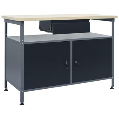 Banco Da Lavoro Nero 120x60x85 Cm In Acciaio