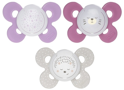 CHICCO SUCCHIETTO COMFORT LUMINOSO GIRL SILICONE 12 MESI 2 PEZZI