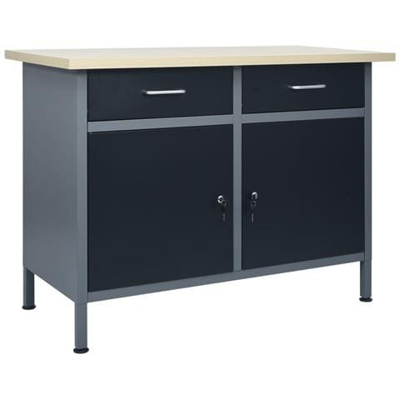 Banco Da Lavoro Nero 120x60x85 Cm In Acciaio