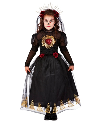 Costume sposa nera dia de los muertos per bambina