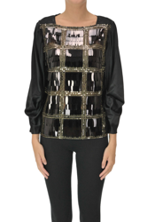 Sequined satin blouse en oferta