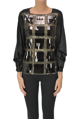 Sequined satin blouse