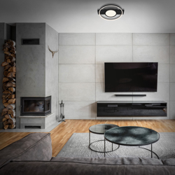 Plafoniera LED 3026, rotondo, nero, 2 luci características