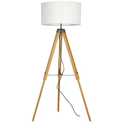 I-STUDIOS / PT - Lampada da terra Piantana a tre piedi in legno con paralume bianco 60 watt E27