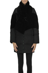 Down jacket with velvet inserts en oferta