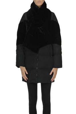 Down jacket with velvet inserts