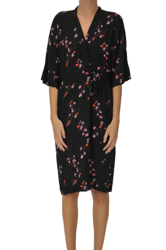 Flower print crepè kimono dress en oferta