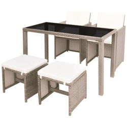 Set Da Pranzo 11 Pezzi All'aperto Polyrattan Grigio precio