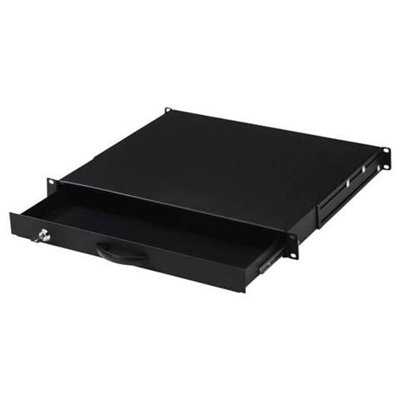 Cassetto Estraibile Con Maniglia E Chiusura A Chiave Per Armadi Rack 19'' Misure Mm. 482X45X492 Colore Nero