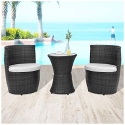 5 Pz Set Mobili Da Esterni In Polyrattan Nero en oferta