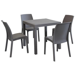 Equitatus - Set Tavolo Fisso In Wicker Cm 80 X 80 X 74 H Compreso Di 4 Sedute precio
