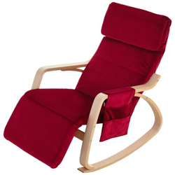 Poltrona A Dondolo Rossa Con Poggia Gambe Regolabile E Tasca Portaoggetti precio