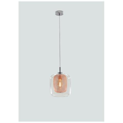 I-THESIS-S1- Pendente con paralume trasparente e arancio 60 watt E27 precio