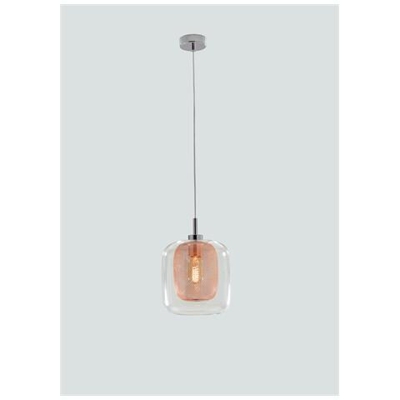 I-THESIS-S1- Pendente con paralume trasparente e arancio 60 watt E27